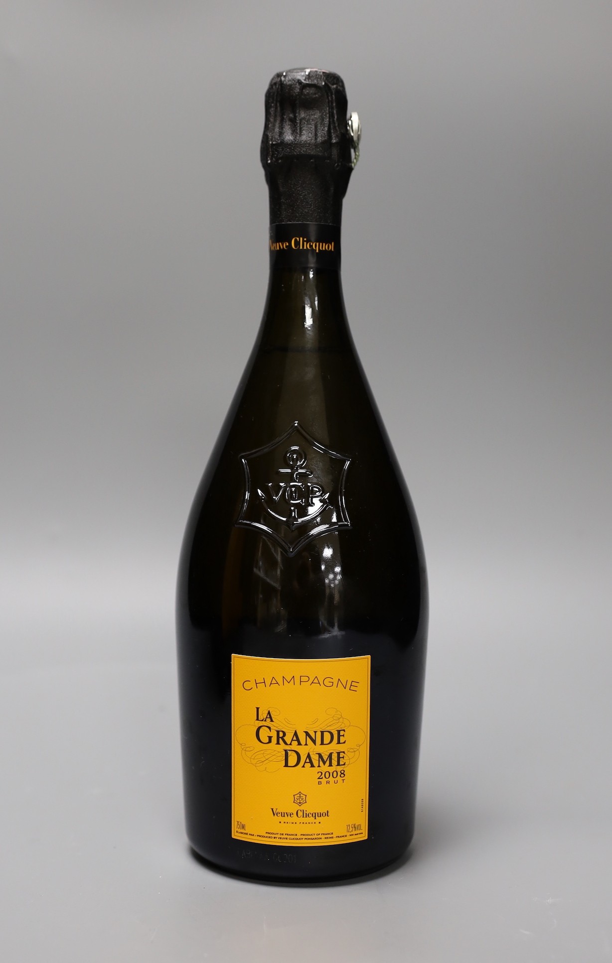 A cased bottle of Veuve Cliquot Grand Dame 2008